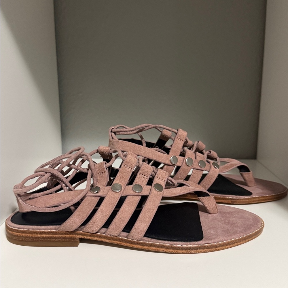 *NEW* Rebecca Minkoff Dusty Mauve Suede Strappy Sandals Size 7 - Picture 3 of 9